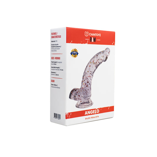 RAW DILDO REALISTA ANGELO TRANSPARENTE 20 CM