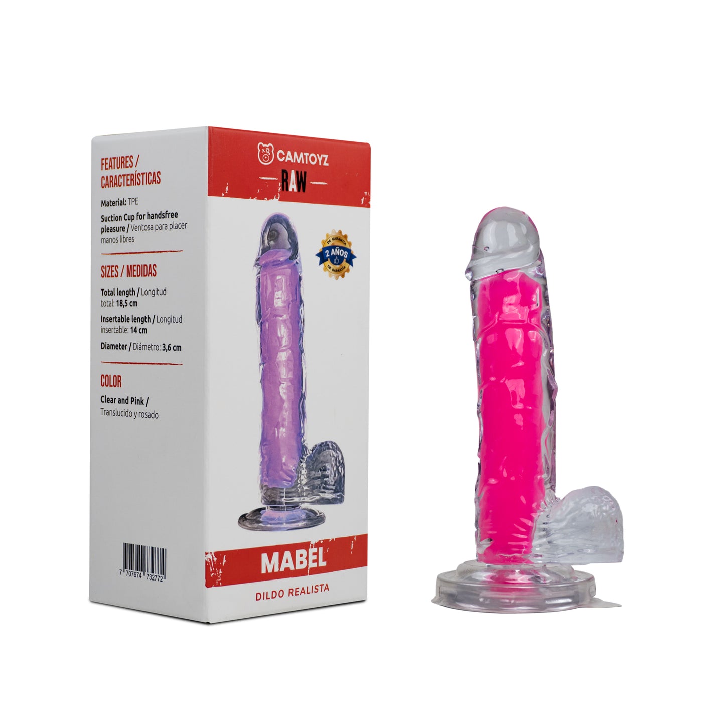 RAW DILDO REALISTA MABEL ROSADO 20 CM